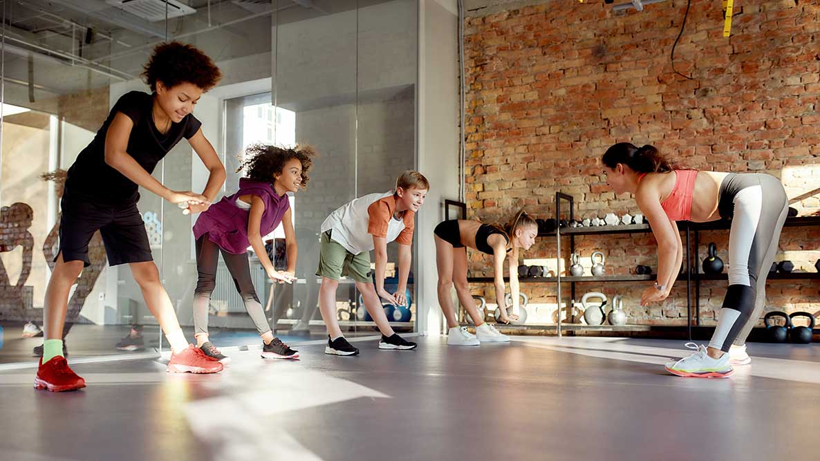 group engaging in physical activity for mental health